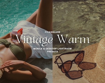 10 preajustes VINTAGE CÁLIDOS para Lightroom Mobile y Desktop, preajuste con aspecto de película, tonos cálidos, preajuste retro, preajuste de película, preajuste de grano, preajuste analógico