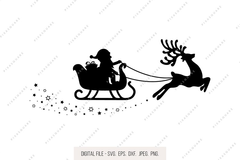 Download Santa Claus sleigh SVG Christmas SVG file Holiday Clipart | Etsy