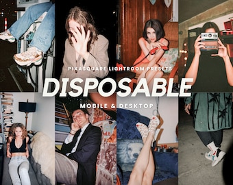 5 preajustes de película desechables, preajustes de Lightroom Mobile, preajustes vintage retro, preajustes Polaroid, Instagram, preajustes oscuros y melancólicos, preajustes de película