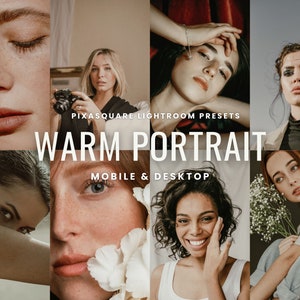 WARM PORTRAIT, 5 Lightroom Mobile and Desktop Presets, Face Bright And Warm,  Perfect Skin, Instagram filter, Natural Tones, Beauty Presets
