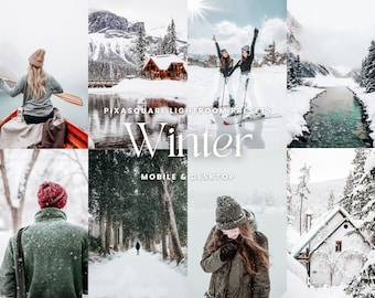 10 Winter Lightroom Presets Mobile & Desktop, Christmas Presets, Winter Snow Presets, Festive Holiday Presets, Influencer Filter Instagram