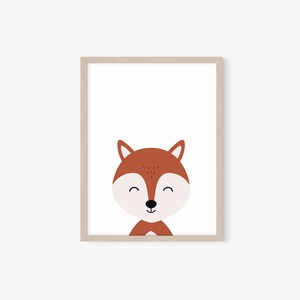 Fox Print, Printable Wall Art, Nursery Decor, Fox Animal, Baby Room Decor, Neutral Nursery, Woodland Animals, Nursery Art, Playroom Wall Art