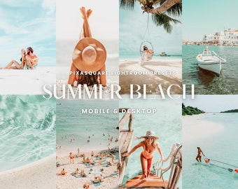 10 ajustes preestablecidos de Lightroom para playa de verano, ajuste preestablecido de Lightroom para dispositivos móviles, filtro de estilo de vida para bloggers de Instagram, ajustes preestablecidos de viajes, playa, fotos brillantes y cálidas.