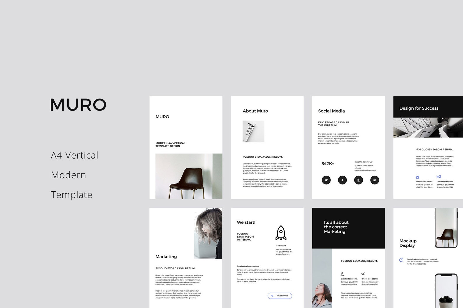 MURO - Modern Vertical A4 Powerpoint Template Presentation, Creative ...