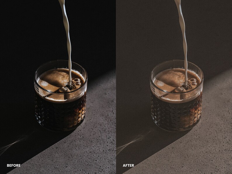 Puede incluir: Primer plano de un vaso de caf&eacute; con leche que se vierte en &eacute;l. El caf&eacute; es marr&oacute;n oscuro y la leche es blanca. El vaso es transparente y tiene una superficie texturizada. El caf&eacute; est&aacute; sobre una superficie gris.