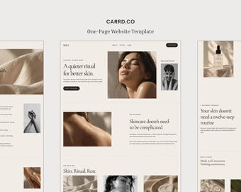 Beauty Sales Page Template, Carrd Website Template, Skincare Product Landing Page, One Page Website, Sola
