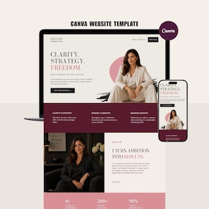 Editorial Canva Website Template | Luxury Business Coach Website | Feminine Service Website | Creative Entrepreneur | Canva Template