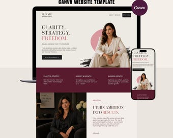 Editorial Canva Website Template | Luxury Business Coach Website | Feminine Service Website | Creative Entrepreneur | Canva Template