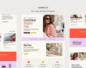 Podcast Website Template, Carrd Website Template, One Page Podcast Landing Page, Marlow