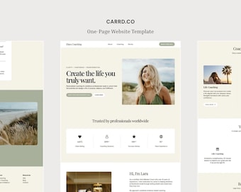 Life Coach Website Template, Carrd Website Template, One Page Coaching Website, Carrd Website, Landing Page, Elara