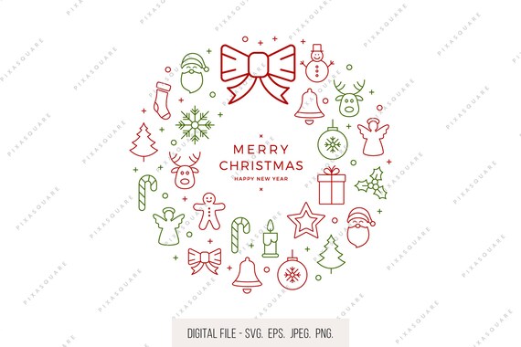 Download Christmas Icons Wreath Circle Svg Christmas Saying Svg Etsy PSD Mockup Templates