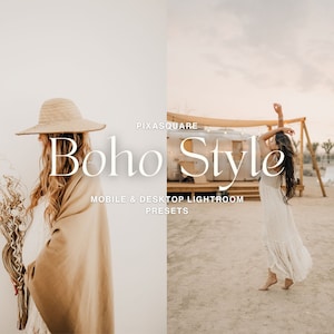 BOHO スタイル Lightroom モバイル & デスクトップ プリセット、ソフト ボヘミアン フィルター、美的日常写真、家庭屋内プリセット、ウェディング プリセット