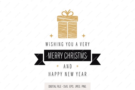 Download Free Merry Christmas Gift Box Scribble Lettering Svg Christmas Etsy SVG DXF Cut File