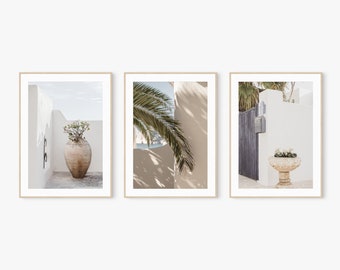 Print Set of 3, Mediterranean Wall Art, Tropical Palm Leaf, Set of 3, Printable Art, Digital Prints, Printable Wall Art, Minimal Photography