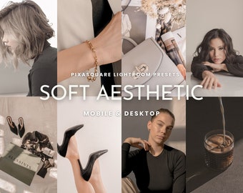 10 presets de Lightroom con estética suave para móvil y ordenador, presets de luz natural, estética minimalista, presets de Instagram, para influencers y bloggers.