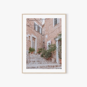 Spain Village, Mediterranean Print Wall Art, Digital Prints, European Travel, Printable Wall Art, Village Street Stairs, Neutral Photo