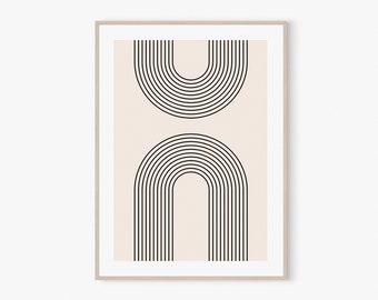 Mid Century Modern Arch Print, Geometric Art Print, Modern Abstract Art, Bedroom Wall Decor, Minimalist Print, Living Room Wall Art