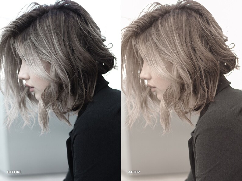 Puede incluir: Una vista lateral de una persona con el pelo corto, ondulado, casta&ntilde;o claro con reflejos rubios. La persona lleva una camisa negra de manga larga. La imagen est&aacute; dividida en dos secciones, etiquetadas como "Antes" y "Despu&eacute;s".