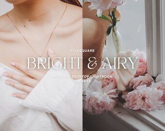 10 presets de Lightroom luminosos y etéreos para móviles y ordenadores, presets luminosos, presets para bodas, filtro de luz natural para fotos, edición de Instagram