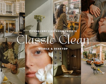 10 ajustes preestablecidos clásicos y limpios de Lightroom, ajustes preestablecidos para dispositivos móviles y de escritorio, aspecto cálido, ajustes preestablecidos vintage, filtro de fotos, película estética, filtro de Instagram