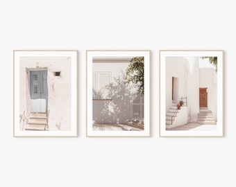 Set of 3 Prints, Wall Art, Mediterranean, Village Print, Spain Print, Floral Print Art, Digital Prints, Printable Wall Art, Minimalist Photo