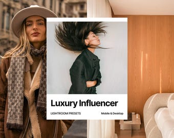 10 ajustes preestablecidos de Lightroom para influencers de lujo (móvil y escritorio), ajustes preestablecidos de alta gama, filtro fotográfico estético beige, branding de Instagram, ajustes preestablecidos de moda
