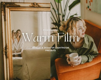 10 presets de Lightroom: Película analógica cálida, móvil y ordenador, estilo atemporal, analógico clásico, fotografía analógica, filtro de grano vintage, aspecto cinematográfico.