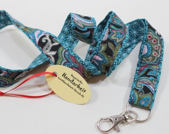 Lanyard long, porte-clés, porte-clés, paisly floral 813