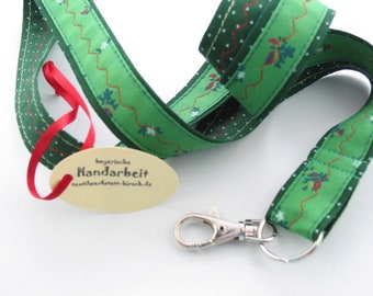 Lanyard long, porte-clés, porte-clés, floral pointillé vert 814