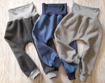 Baumwollsweat - Babyhose mit hohem Bund und langen Bündchen in den DG 62-68 bis 86-92