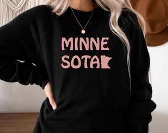 Minnesota Home State Sweatshirt: Unisex Triblend Fleece Crewneck, Black, Turquoise, Grey