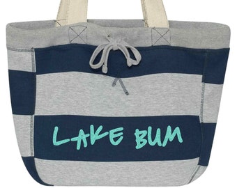 Lake Bum Beach Bag Tote | Sparkly or Matte | Beach Gift Travel Vacation Bag | Machine Washable