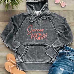 Soccer Mom Shirt Hoodie | Sparkly Metallic Matte | Ultra Soft Lightweight Quality Hooded Sweatshirt, Dark Grey