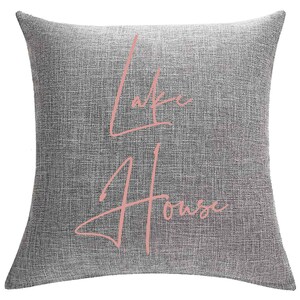 Lake House Throw Pillow (PILLOW COVER ONLY) 12x20 18x18 Faux Linen, Beach Vacation Home Decor Sofa Couch Rose Gold-Metallic