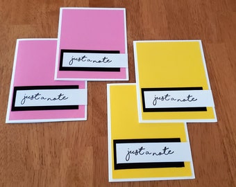 Stationary set, greeting cards, keeping in touch, just a note, set of 4, set of 8, Spring colors, cheerful, thinking of you, Free Shipping