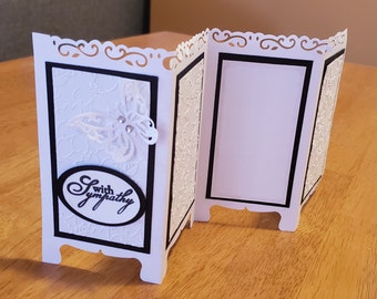 stationary, sympathy card, with sympathy, screen card, black and white, flowers, butterfly, business appropriate, elegant, Free Shipping