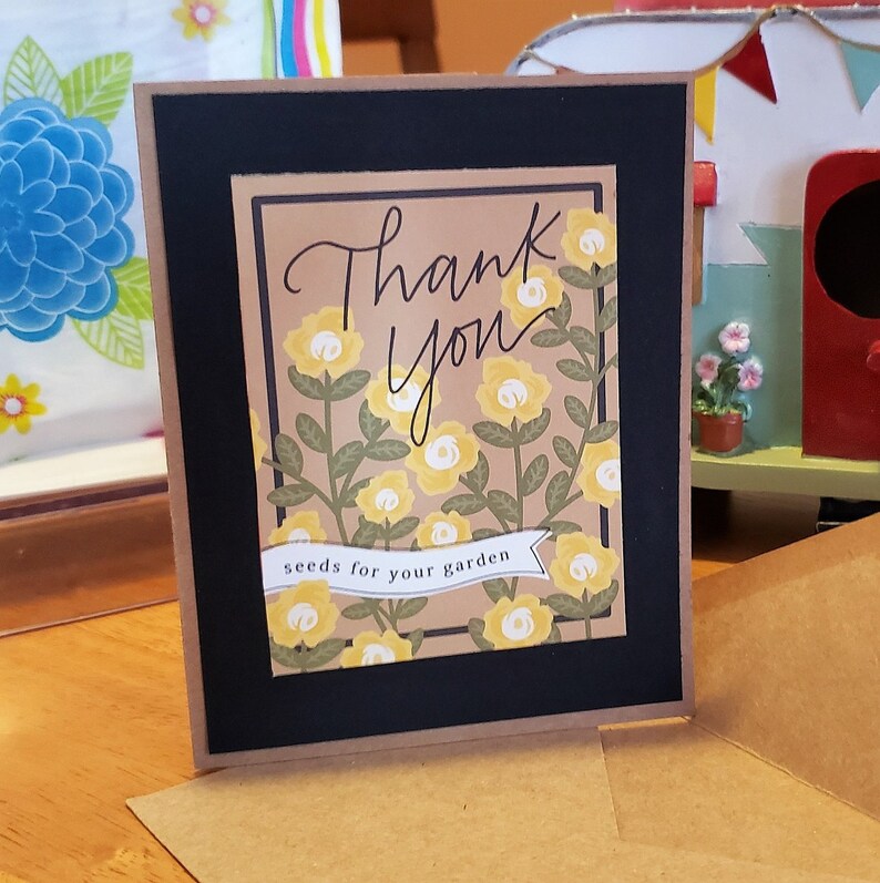 2 pack of floral cards all occasion cards kraft cardstock thank you Spring seed packets,Happy Birthday Free Shipping thinking of you