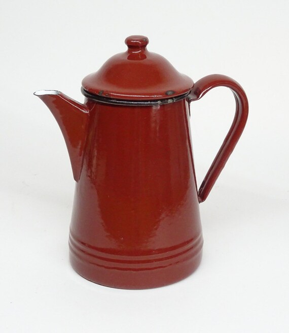 Kaffeekanne klein Emaille shabby Vintage