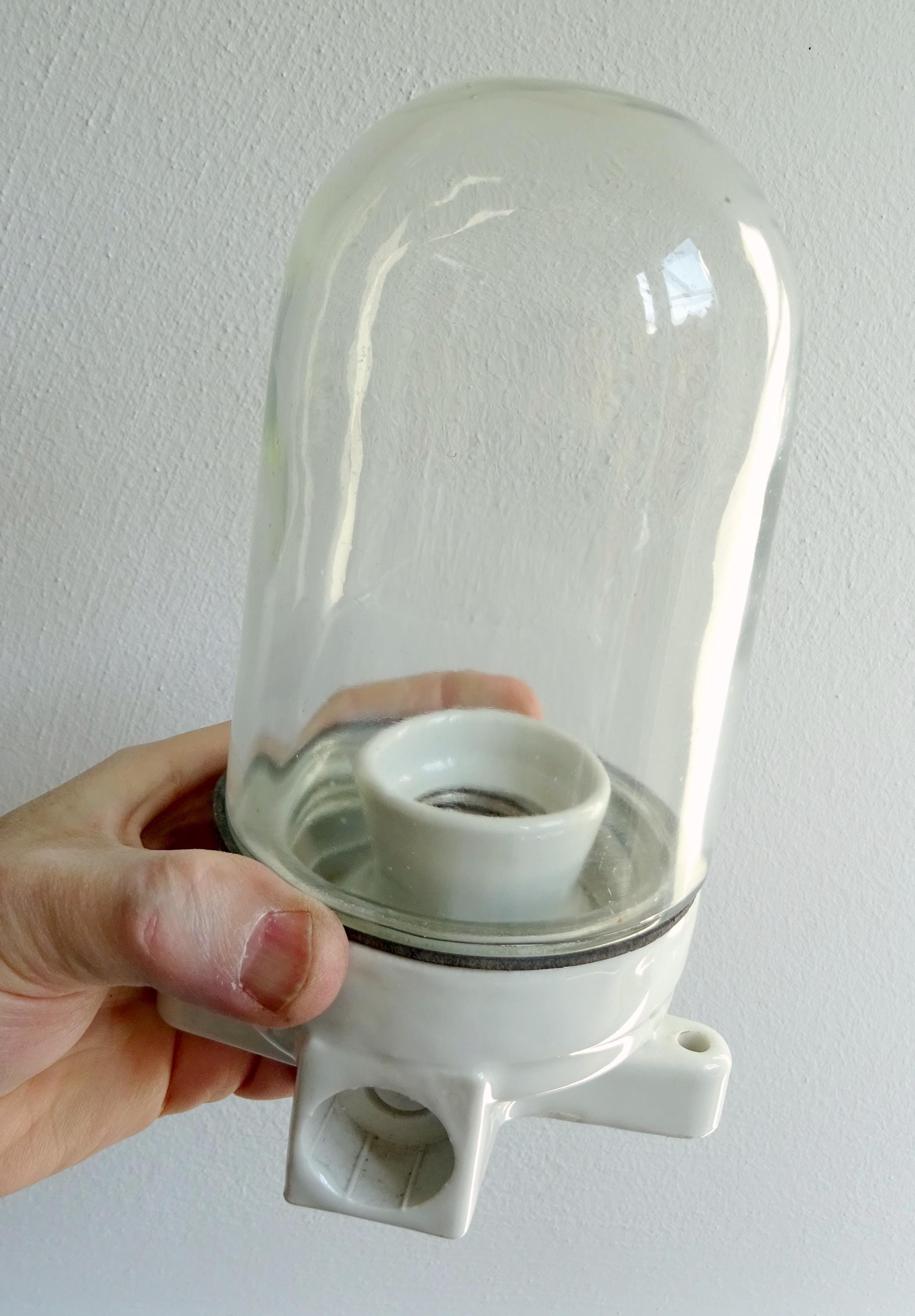 Kellerlampe Hoflampe Glaskolbenlampe Vintage Porzellan 50er Jahre