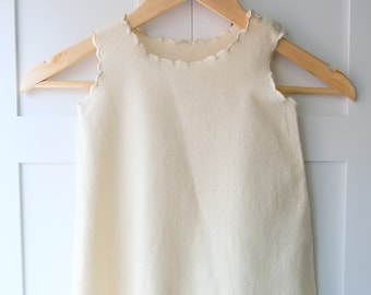 Antique Edwardian Victorian Cream Wool Girl's Camisole Vest Tank Top Age 3-4 Years Children's Vintage Infant Kid's 1900s Child's Sleeveless