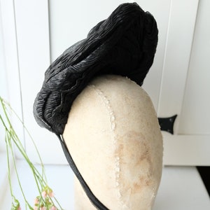 Antique Victorian Crepe Silk Black Mourning Bonnet Hat, Child or Adult, 1800s French Coiffe Funeral Cap, Chapeau, Steampunk Goth, Civil War