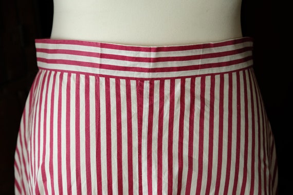 Antique Burgundy and White Striped Cotton Chore B… - image 4