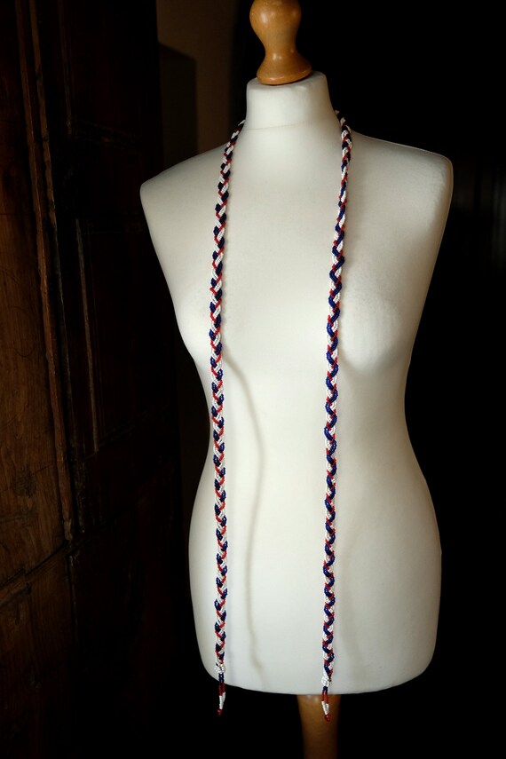 1920s 1930s Long Red White and Blue Beaded Flappe… - image 4