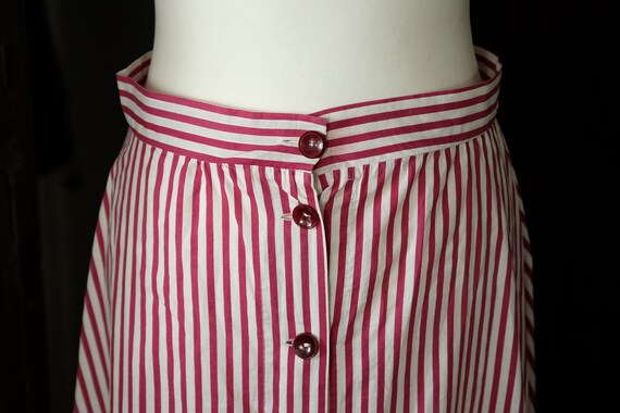 Antique Burgundy and White Striped Cotton Chore B… - image 5