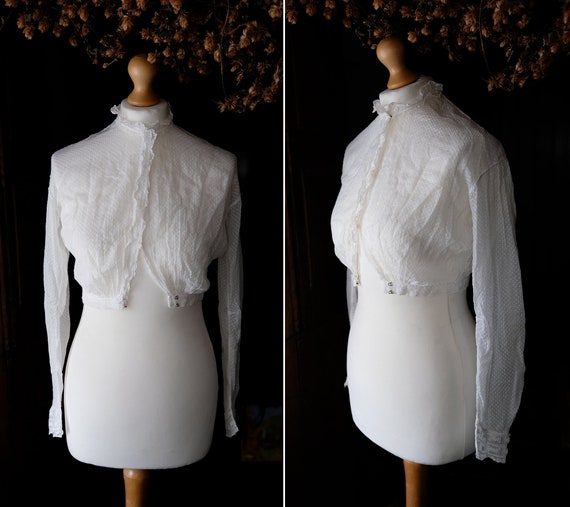 Antique Victorian Edwardian White Dotted Swiss Co… - image 1