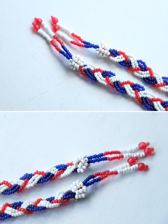 1920s 1930s Long Red White and Blue Beaded Flappe… - image 6