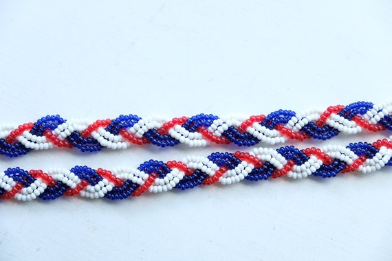 1920s 1930s Long Red White and Blue Beaded Flappe… - image 7