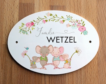 Türschild Familie personalisiert Mäuse