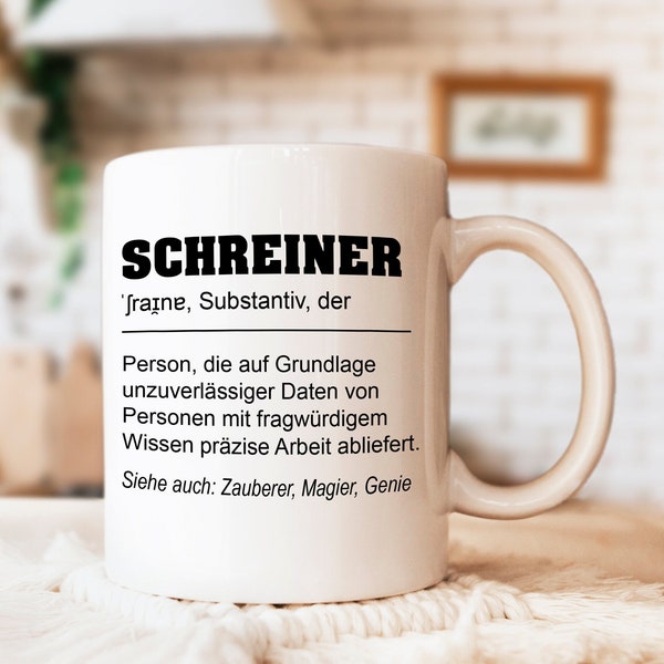 Tasse Schreiner mit lustiger Definition - Geschenk Schreinermeister | Geschenkidee Beruf Schreiner | Ostergeschenk