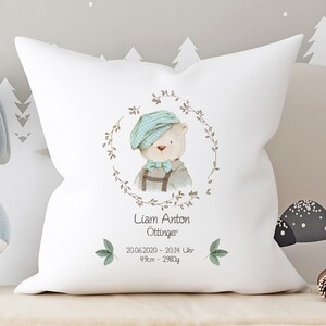Pillow with name and dates of birth - gift birth boy - birth date pillow - birth pillow